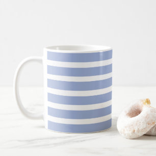 Caneca De Café Padrão de Listra Costeira de Verão Branco Azul