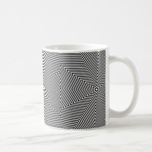 Caneca De Café Padrão de Listra Preta e Branca Geométrica Café Ch
