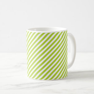 Caneca De Café Padrão de listras diagonais em verde lima e branco