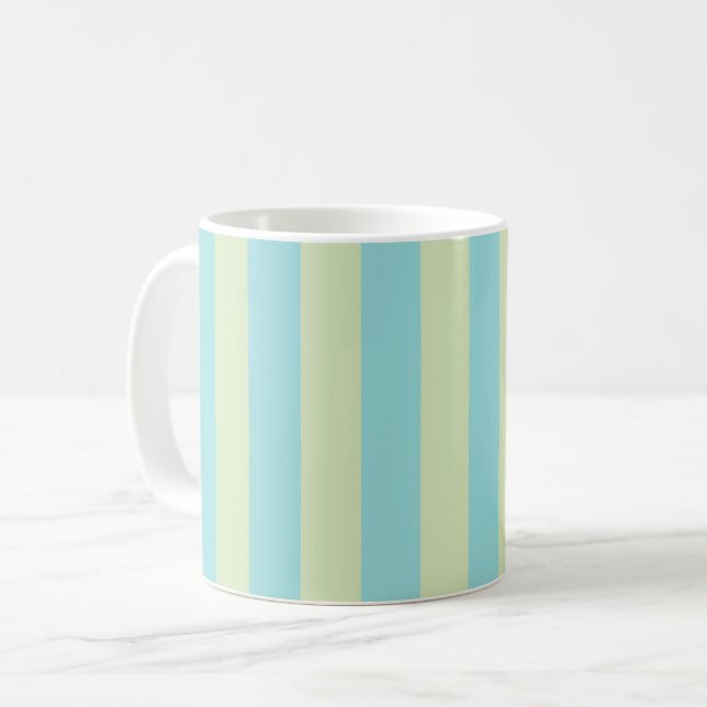 Caneca De Café Padrão de Listras em Pastel Suave – Creme de Lima  (Frente Esquerda)