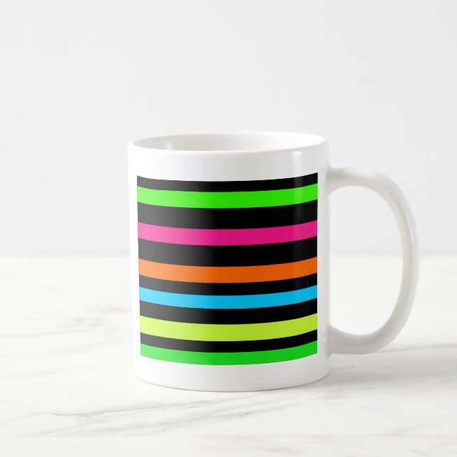 Caneca De Café Padrão de Listras Neon (Direita)