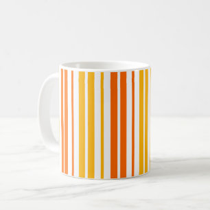 Caneca De Café Padrão de Listras Verticais Amarelas Laranja e Bra