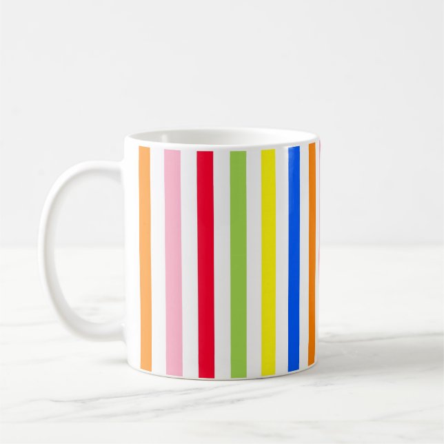 Caneca De Café Padrão de Listras Vibrantes e Coloridas Design  (Esquerda)