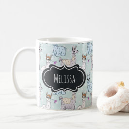 Caneca De Café Padrão de Llama bonito nas Bolinhas