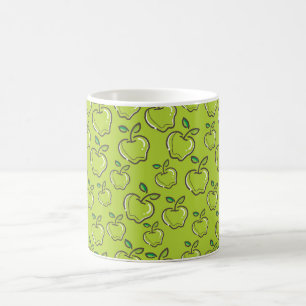 Caneca De Café Padrão de Maçã Verde Design