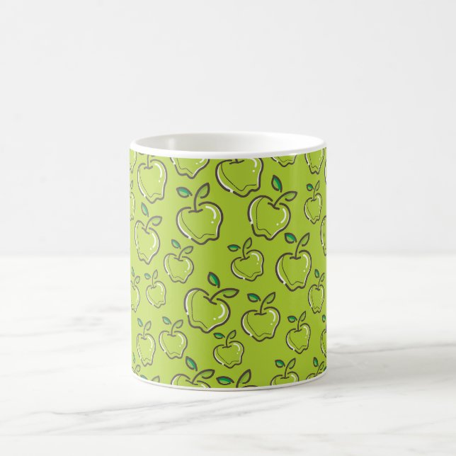 Caneca De Café Padrão de Maçã Verde Design (Centro)