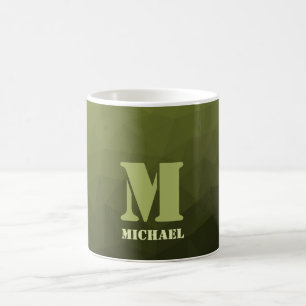 Caneca De Café Padrão de malha geométrica verde oliva do exército