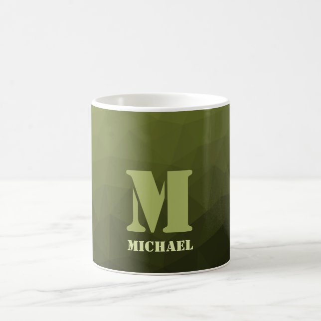 Caneca De Café Padrão de malha geométrica verde oliva do exército (Centro)