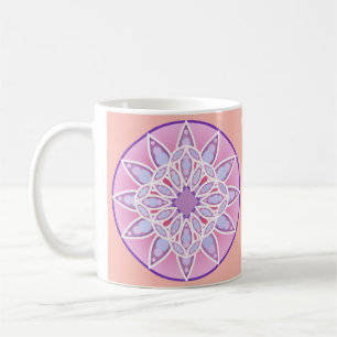 Caneca De Café Padrão de Mandala em lavanda, orquídea e coral