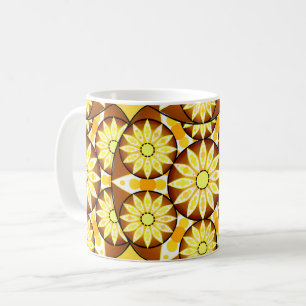 Caneca De Café Padrão de mandala, tons de marrom e ouro