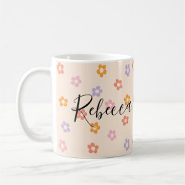 Caneca De Café Padrão de Margarida Colorida Fofa Personalizado