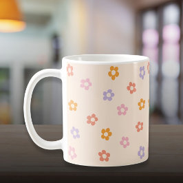 Caneca De Café Padrão de margarida colorida moderna e cômoda