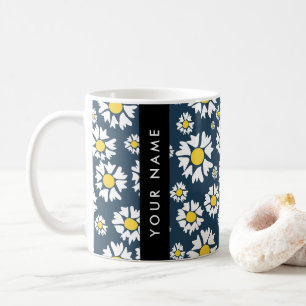 Caneca De Café Padrão de Margaridas, Margaridas Brancas, Seu Nome