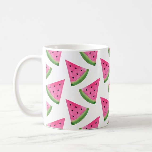 Caneca De Café Padrão de Margem de Watercolor Melon (Esquerda)