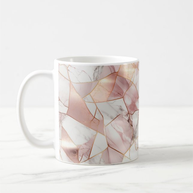 Caneca De Café Padrão de mármore de agate Dourado do Glam Rosa do (Esquerda)