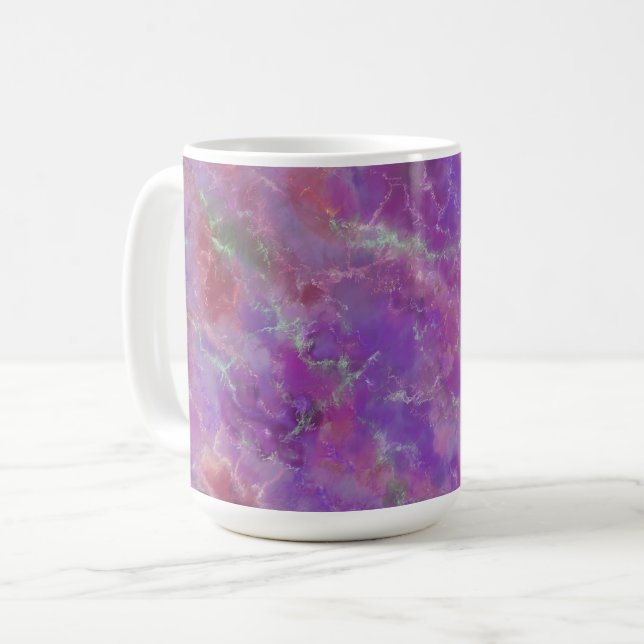 Caneca De Café Padrão de mármore roxo e prata (Frente Esquerda)