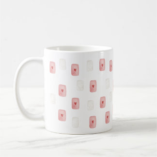 Caneca De Café Padrão de Marshmallow com Coração Rosa – Kawaii Do