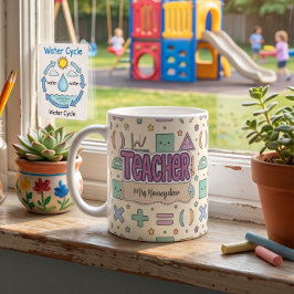 Caneca De Café Padrão de Matemática de Professora Fofa 