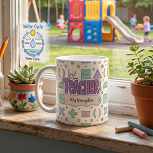 Caneca De Café Padrão de Matemática de Professora Fofa