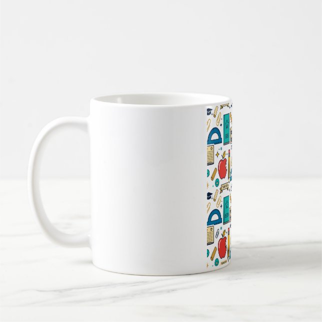 Caneca De Café Padrão de Material Escolar de Professor Retro (Esquerda)