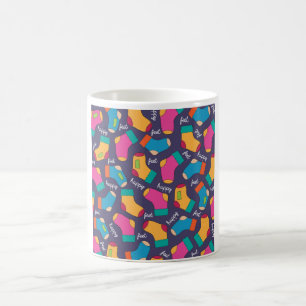 Caneca De Café Padrão de Meias Coloridas Felizes