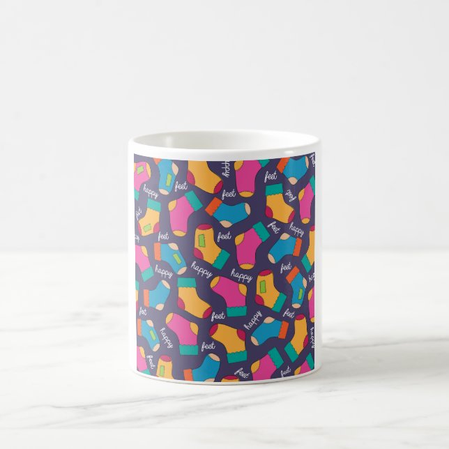 Caneca De Café Padrão de Meias Coloridas Felizes (Centro)
