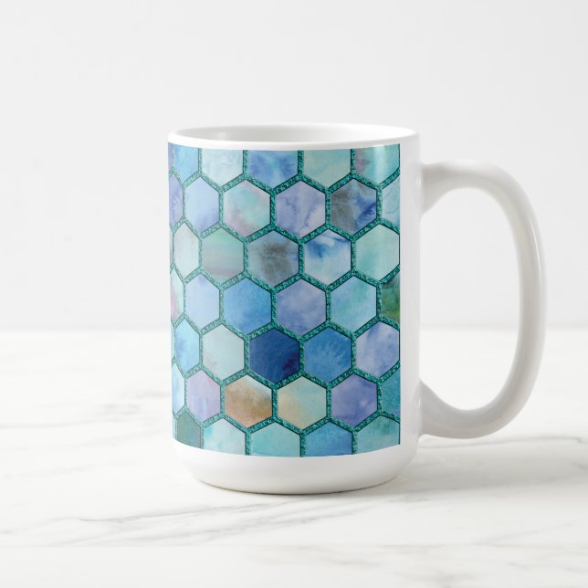 Caneca De Café Padrão de mel azul de luxo Aqua (Direita)