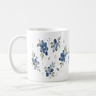 Caneca De Café Padrão de Mirtilo em Aquarela – Delicioso Botânico
