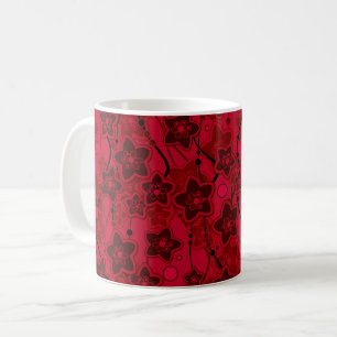 Caneca De Café padrão de moda florido rústico castanho vermelho r