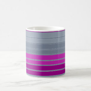 Caneca De Café Padrão de moda roxo cinza listrado