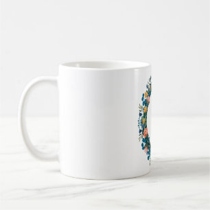 Caneca De Café Padrão de Moldura de Grinalda Floral Elegante