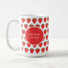 Caneca De Café Padrão de Morango Branco e Vermelho Cute Personali