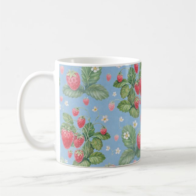 Caneca De Café Padrão de morango de aquarela (Esquerda)