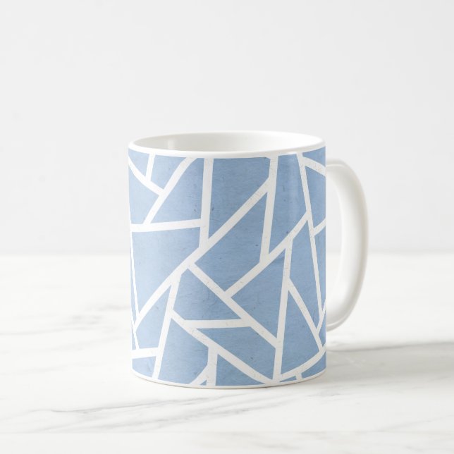 Caneca De Café Padrão de mosaico branco e azul pálido (Frente Esquerda)