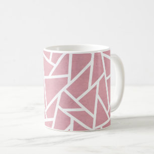 Caneca De Café Padrão de mosaico branco e coral