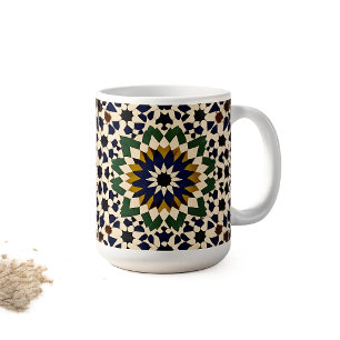 Caneca De Café Padrão de Mosaico Geométrico Marroquino Café Cerâm
