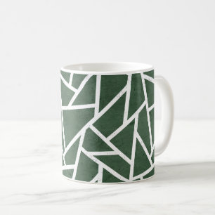 Caneca De Café Padrão de mosaico verde e branco