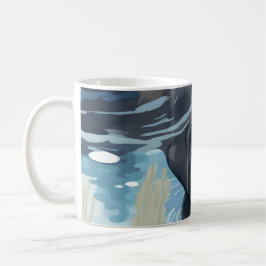 Caneca De Café Padrão de Natação do Labrador Preto