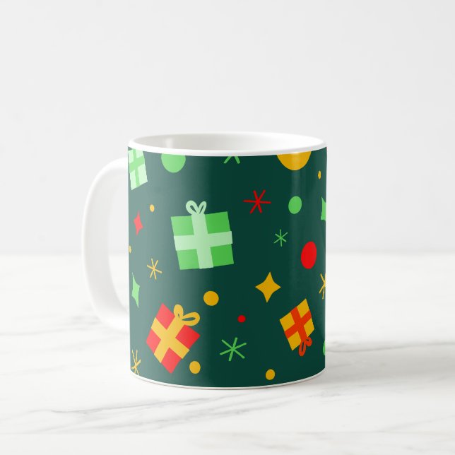 Caneca De Café Padrão de Natal Colorido Divertido (Frente Esquerda)