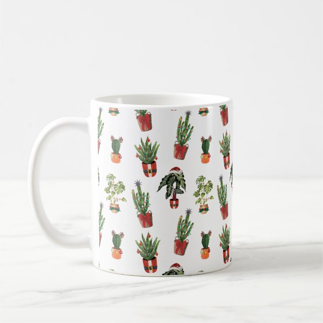 Caneca De Café Padrão de Natal das Plantas papais noeis (Esquerda)