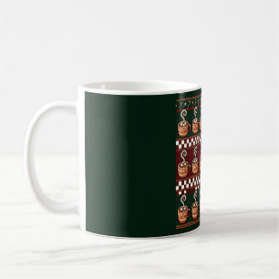 Caneca De Café Padrão de Natal de Cacau Quente em Pixel Art