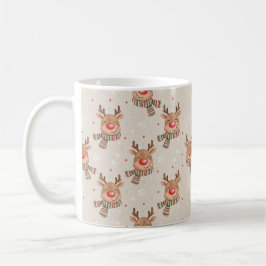 Caneca De Café Padrão de Natal de Rena Sorridente Fofa
