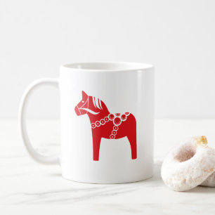 Caneca De Café Padrão de Natal do Cavalo Vermelho Sueco