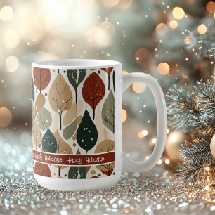 Caneca De Café Padrão de Natal dos Tons da Terra nº 5 ID1009