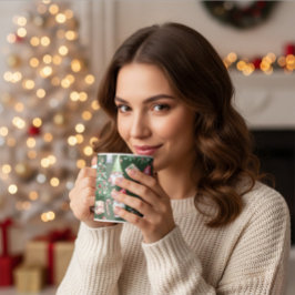 Caneca De Café Padrão de Natal em Aquarela de Gnomo Fofo