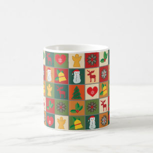 Caneca De Café Padrão de Natal Festivo