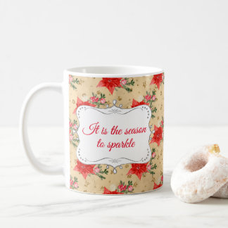 Caneca De Café Padrão de Natal Floral Personalizado