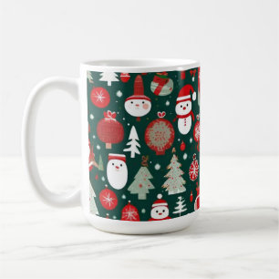 Caneca De Café Padrão de Natal papai noel árvores verde decência