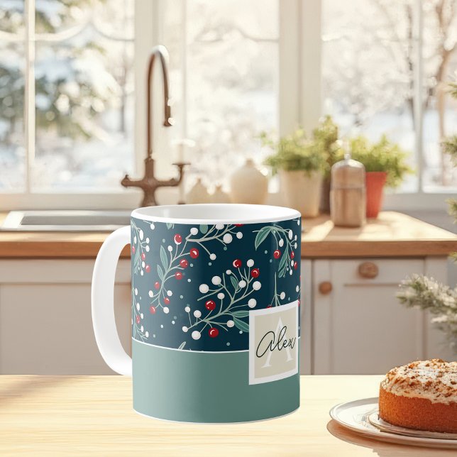 Caneca De Café Padrão de Natal para Aquarela Festiva (Criador carregado)