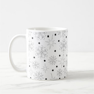 Caneca De Café Padrão de Natal preto e branco moderno